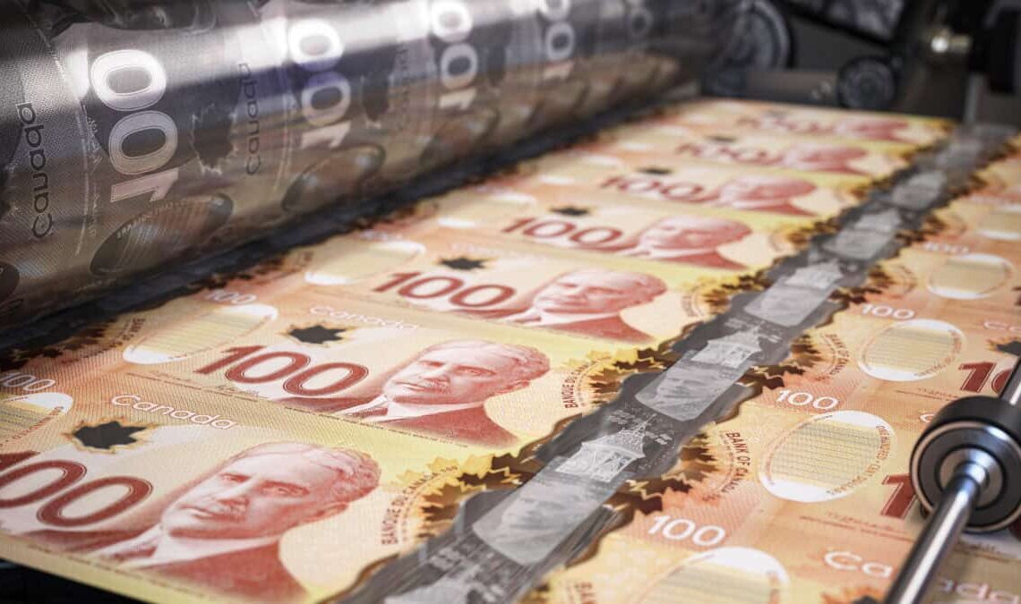 Printing canadian dollar bills on a print machine