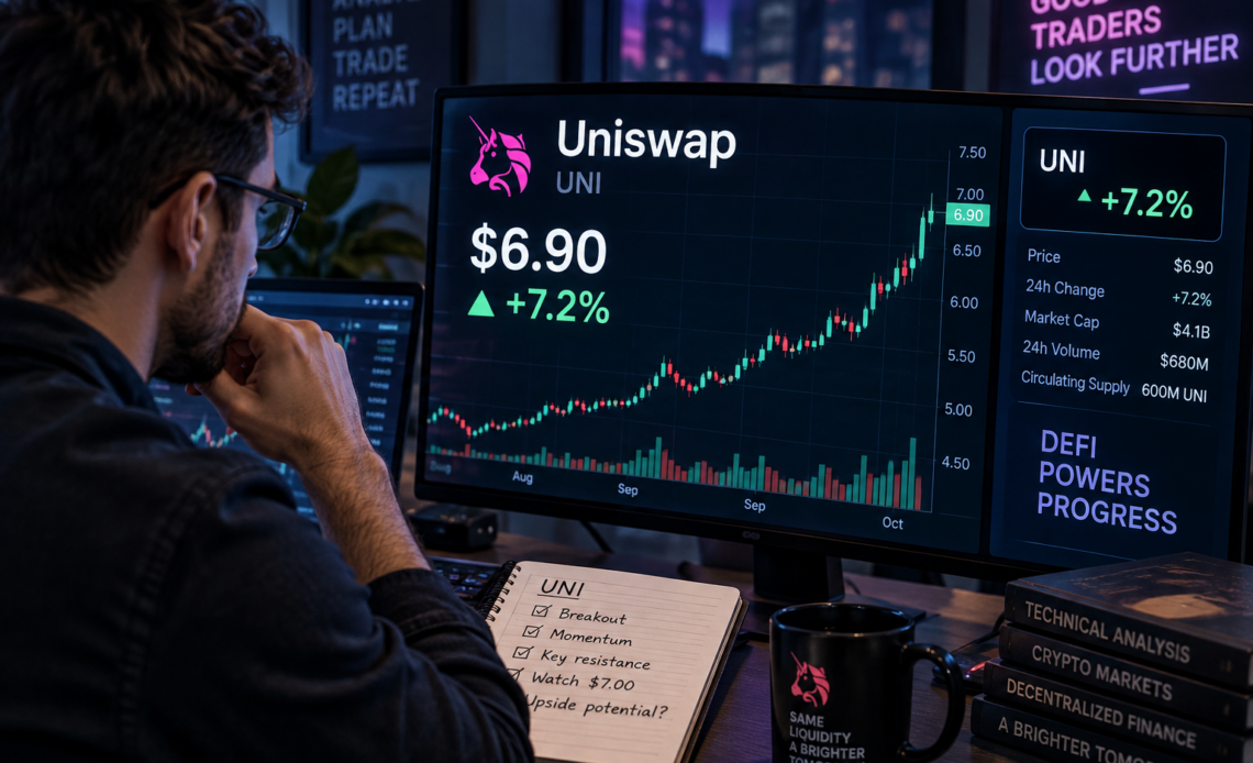 Analyst checking Uniswap price