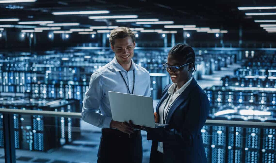 Data center servers IT workers